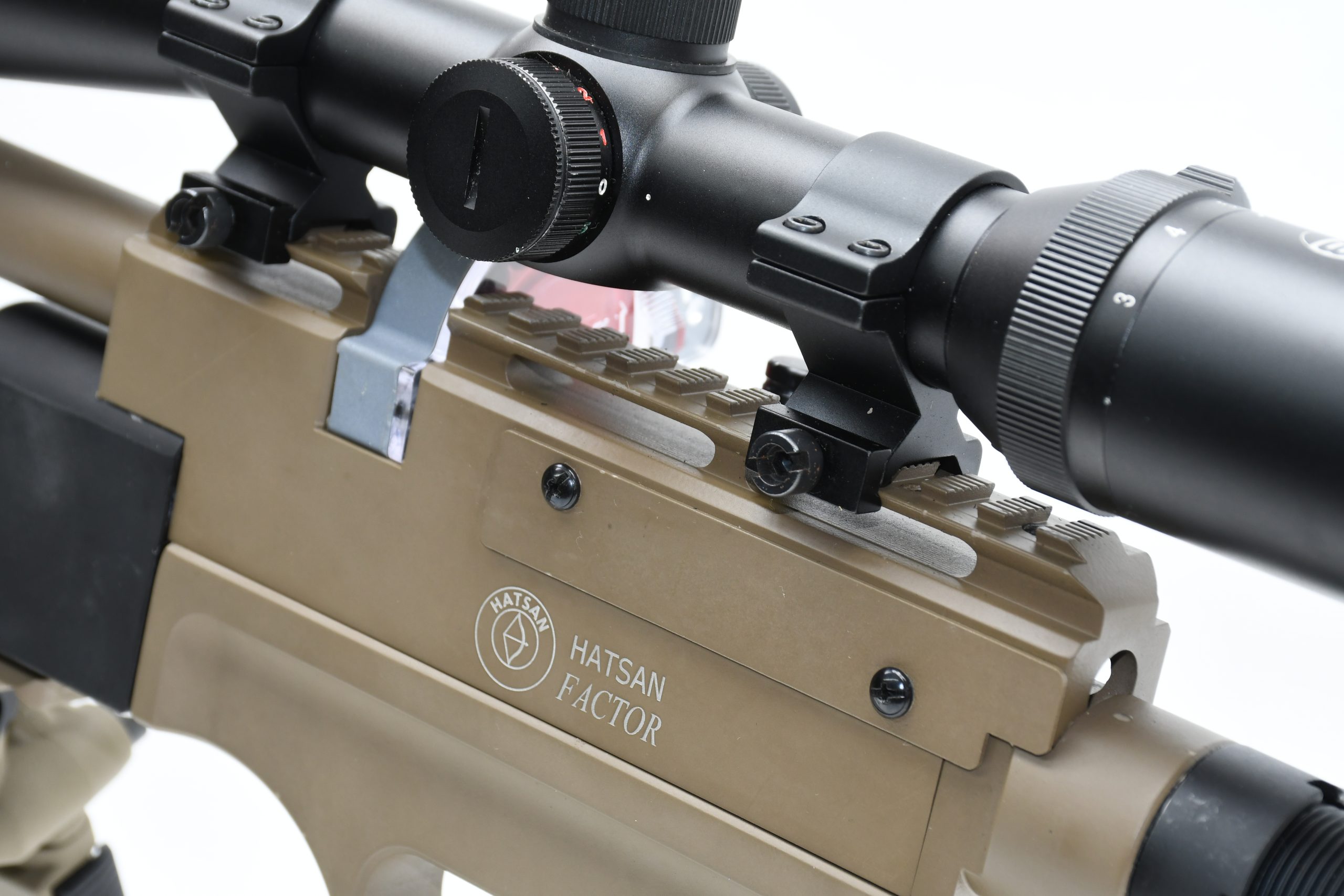 A close up of a scope on an air rifle