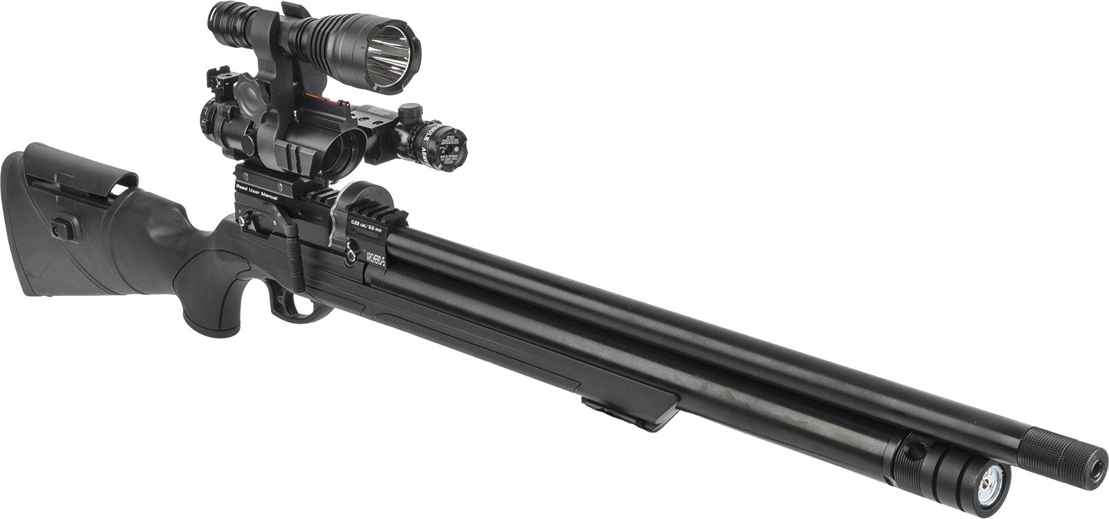 Niksan Archero tactical PCP air rifle with red-dot sight and torch
