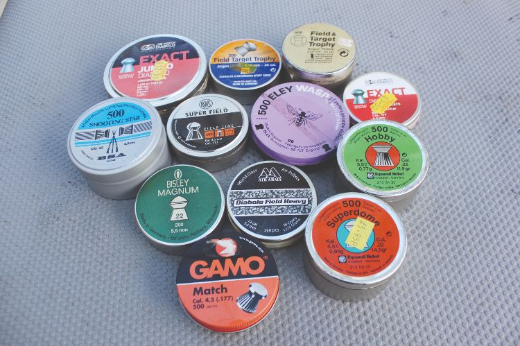 A selection of air rifle pellet tins